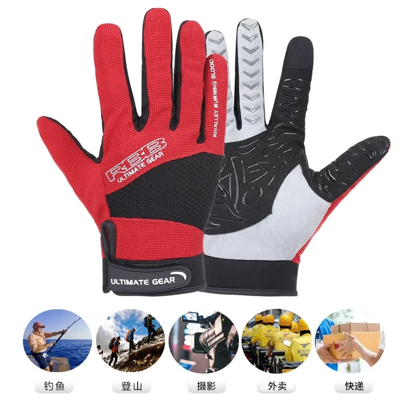 Japan RBB Fishing Gloves Touchscreen Full Fingers Fishing Glove Outdoor Mountain Hiking, Running, Cycling Mitten M, L, XL
