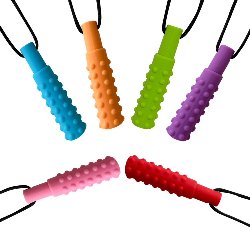10pcs Baby Silicone Teether Kids Chew Necklace Sensory Chewy Pendant Oral Motor Toys Therapy Tools for Autism chidren's goods 5