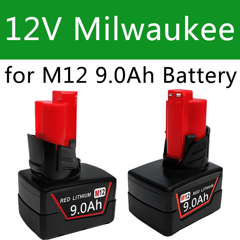 Batteria Ricaricabile 12V 9000Mah Per Milwaukee M12 Xc Cordless Tools 48-11-2402 48-11-2411 Batterie 48-11-2401 Mil-12A-L