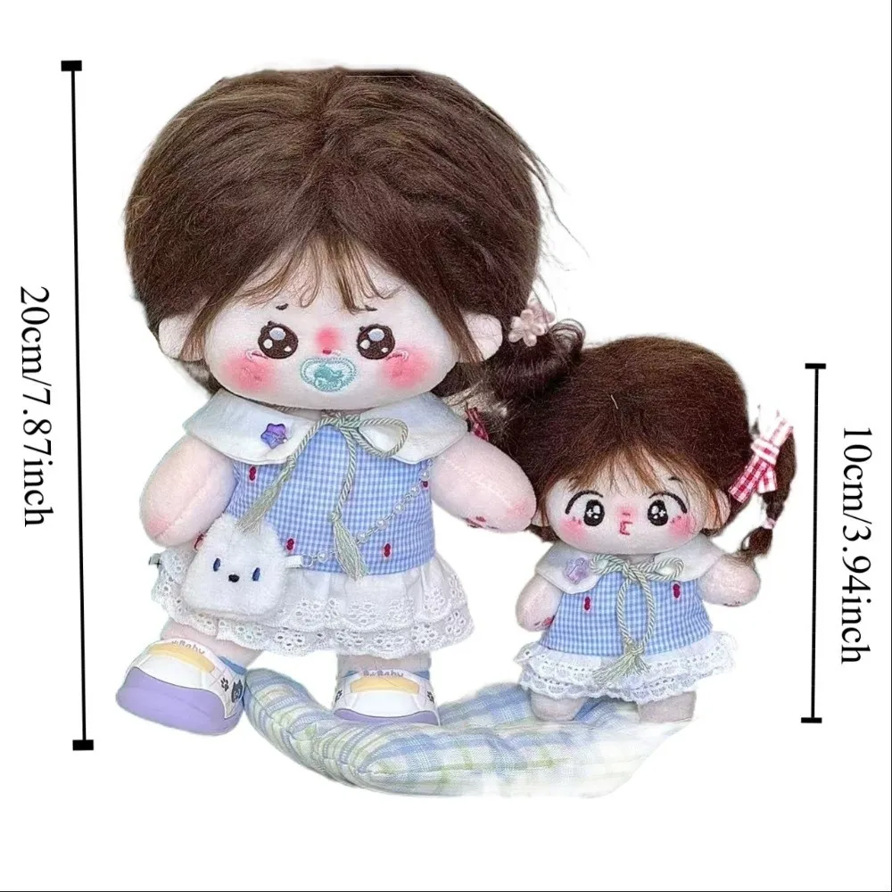 1 set Princess Dress 10/20cm Cotton Doll Clothes Plaid Skirt Fashion 20cm Cotton Doll's Clothes Outfit Cute 10cm Doll Clothes