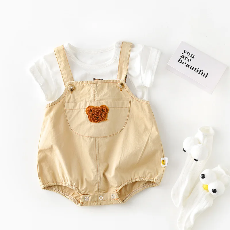 Summer Baby Romper for 0 2 Years Old Lightweight Bear Embroidered