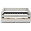 Wood Twin Daybed Frame with 2 Storage Drawers, Upholstered with Button and Nailhead Design for Bedroom Guest Room 6
