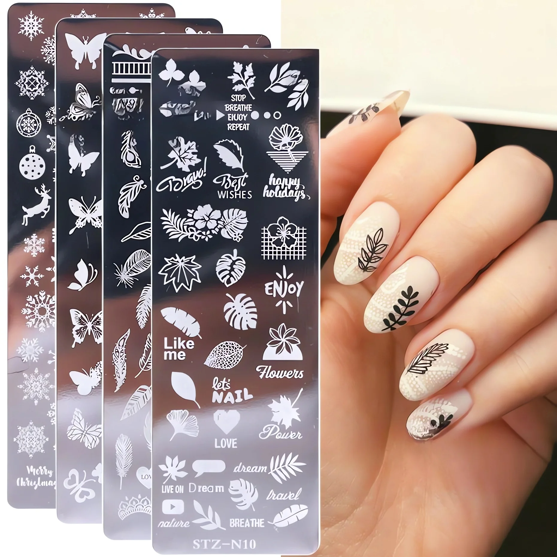 Description Picture 6 of item3D Nail Stamping Plates for Flower Leaves Butterfly Geometric Designs - DIY Nail Art Templates Printing Stencil Tools