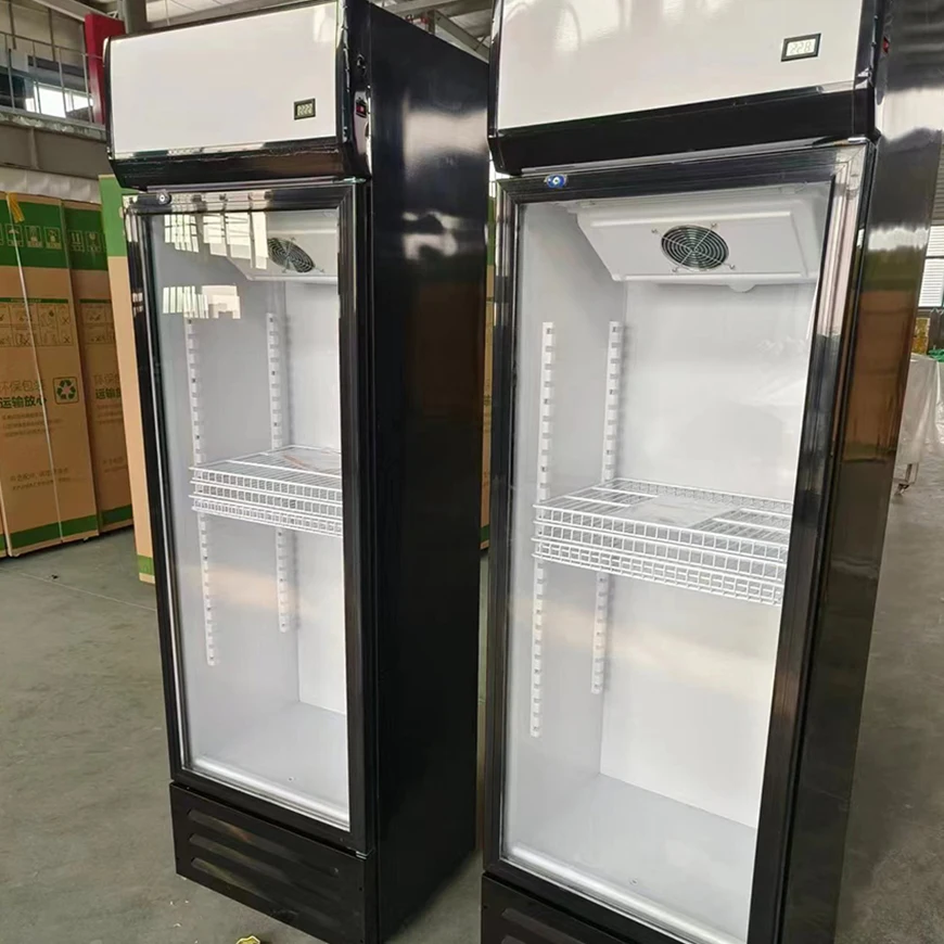 Store Supermarket Upright Beverage Cold Drink Commercial Fridge Display Single Glass Door Refrigerator