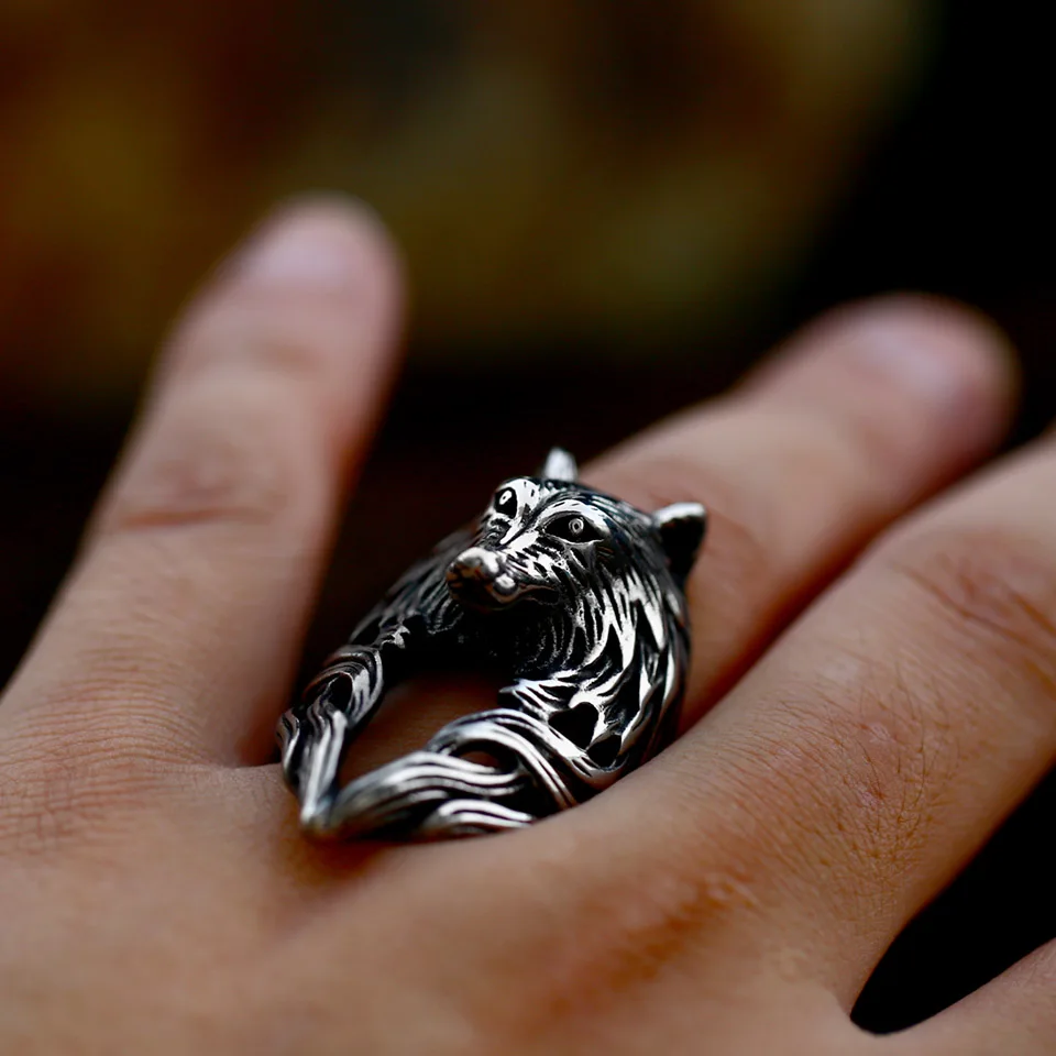 Punk Fashion Viking Wolf Head Rings Vintage 316L Stainless Steel Celtic  Knot Ring For Men Women Amulet Jewelry Gift Dropshipping - AliExpress