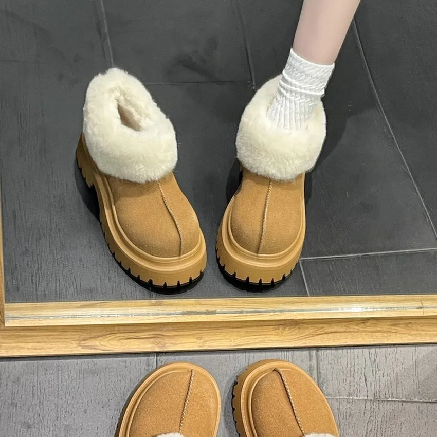 2024 NEW Winter Boots Fur Ladies Snow Boots Real Sheepskin Wool Low-cut Warm Fur Shoes Women Winter Short Boots comfort Fashion