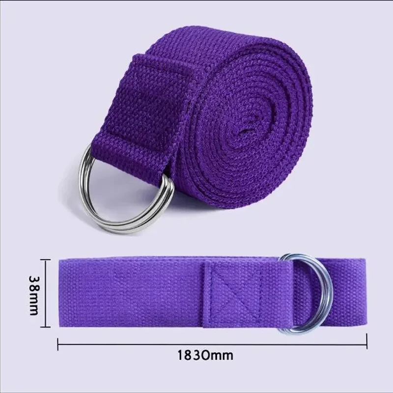 1Pc Yoga Strap For Yoga Pilates Ballet Dance With Adjustable D-Ring Buckle Cotton Belt For Fitness Daily Stretching