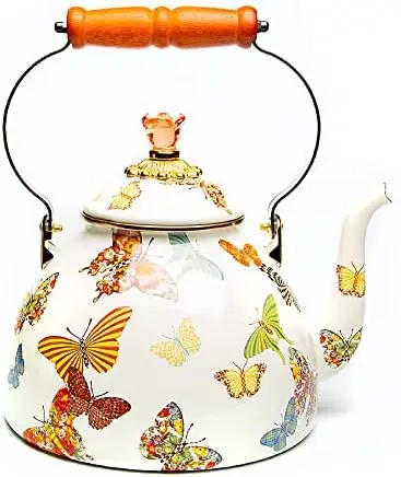 

Check Enamel Tea Kettle, Decorative Tea Kettle, 2-Quart Capacity
