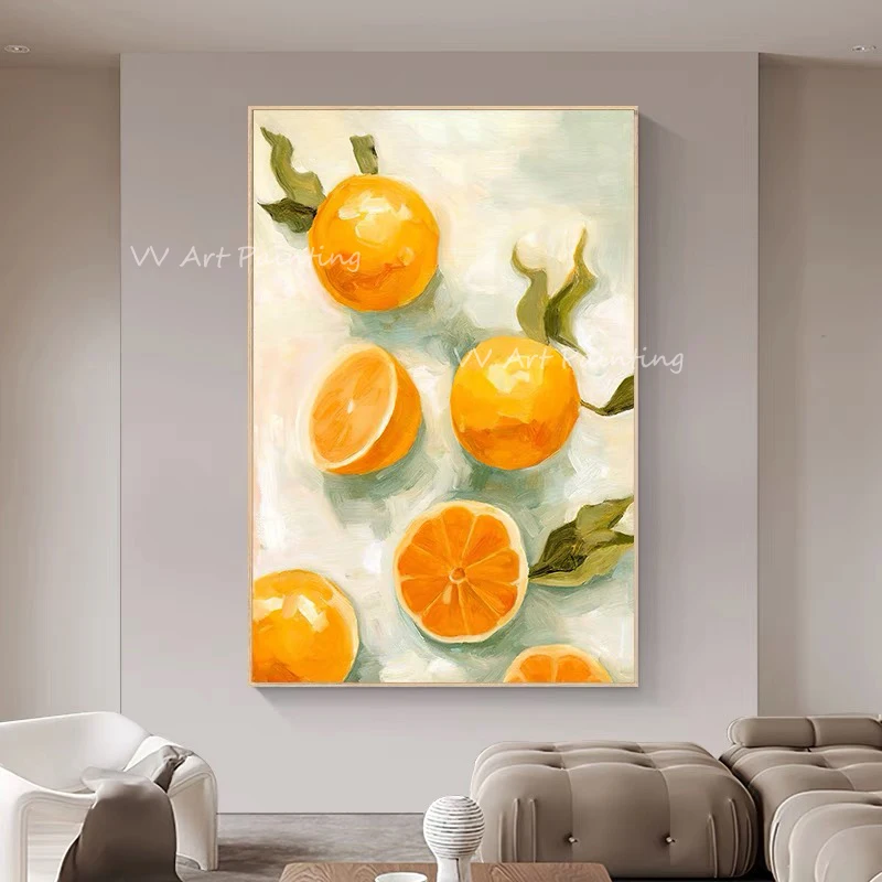 

Orange Fruits Plant Oil Painting on Canvas Posters Handpainted oil Painting Art Wall Pictures For Kid's Living Room Home Decor