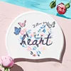Printed Swim Caps for Women Large Size Comfortable Silicone Swimming Cap Long Hair Ear Protection Swimming Cap Pool Accessories 4