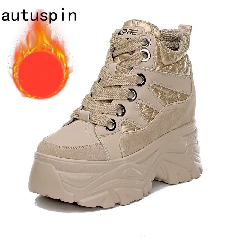 

Autuspin Fashion Korean Style Ankle Boots Autumn Winter Women 8cm Incerasting Height Cow Suede Leather Casual Shoes Woman 2023
