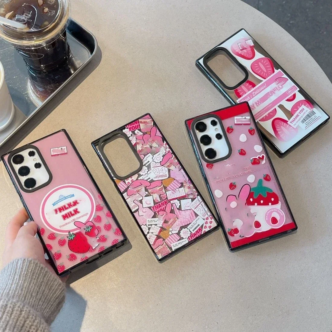 New Rabbit MagSafe Acrylic Black Border Case for Samsung Galaxy S22 Ultra S23 Ultra S24 Ultra Cover Protective Shell