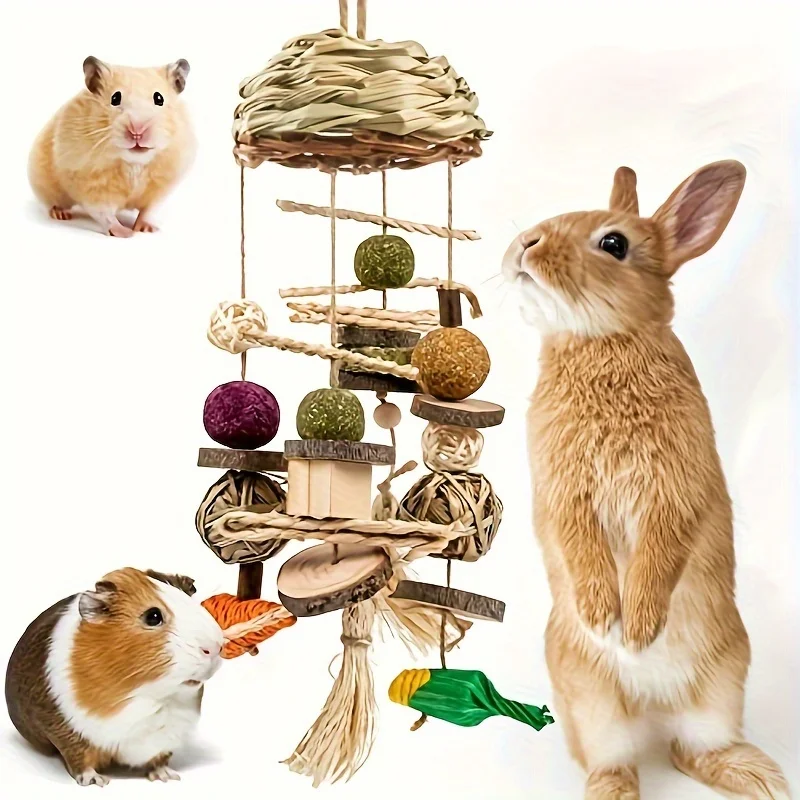 Timothy Hay Treats Rabbit Toys Natural Treats for Guinea Pig Bunny Hamster Chinchilla Rat Handmade Rabbit Chews for Teeth 18pcs pet tooth grinding snacks,pet chew toys,pet teeth grinding toy,pet toys,hamster toy