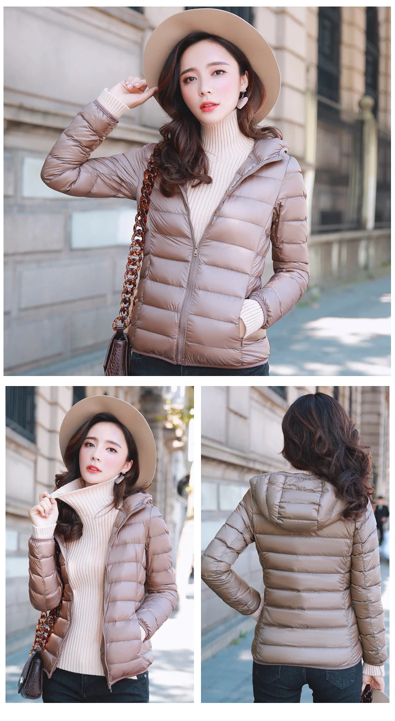 New Women Thin Down Jacket White Duck Down Ultralight Jackets Autumn and Winter Warm Coats Female Portable Outwear 2023