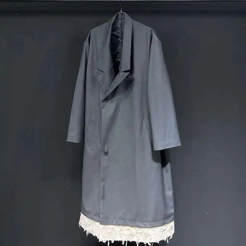 PFHQ Design Asymmetrical Collar Long Windbreaker Loose Casual Autumn Winter Oversized Shoulder Male Tops 21Z5752