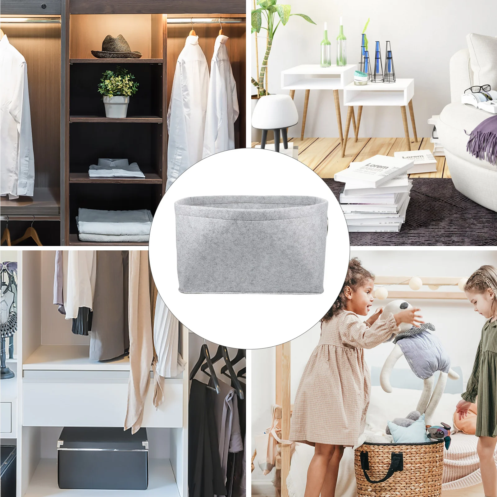 Large Capacity Felt Basket Fabric Storage Bins Toy Book Holder Multifunctional Container Home ganization Baskets 6