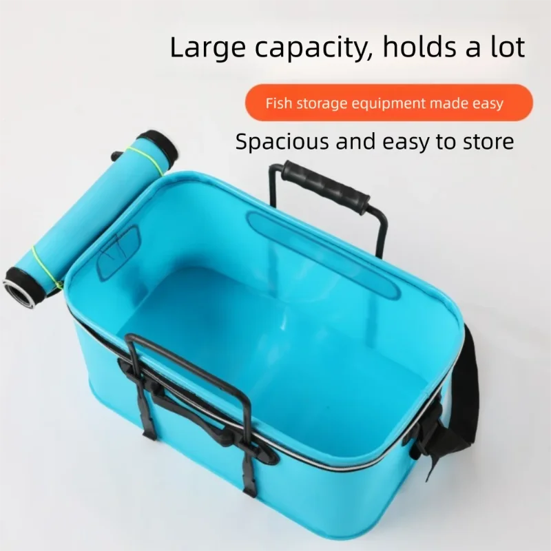 35cm Foldable Fishing Bucket EVA Handheld Fishing Bag Thicken Bag Waterproof Gear Boxes Oxygenation Large Capacity Thickened