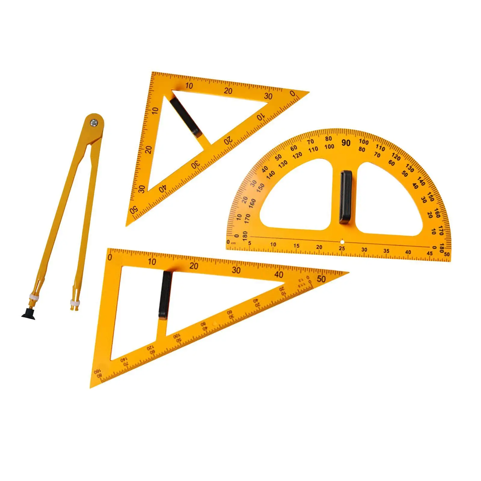 4Pcs Large Math Geometry Ruler Math Geometry Tool for Engineering Drawings