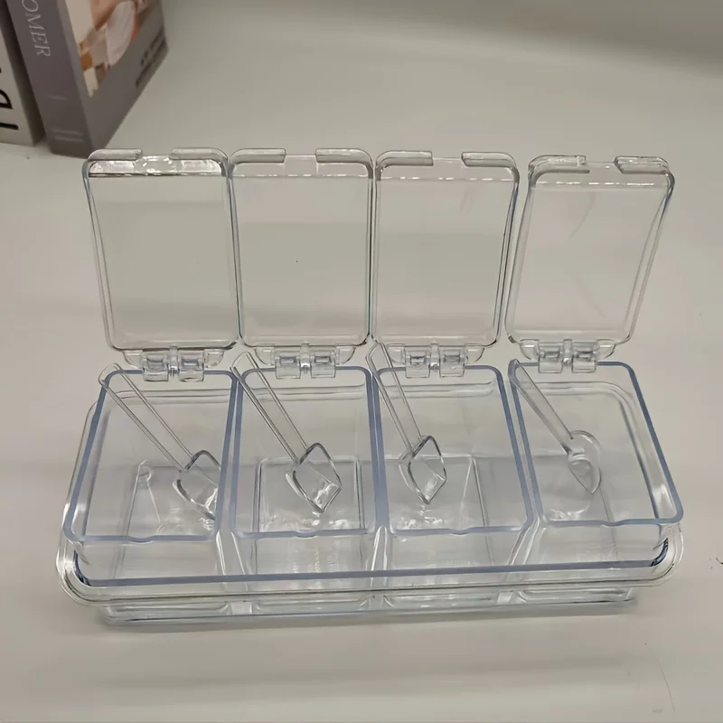 PS Material 4-in-1 Kitchen Spice Storage Box for Seasoning Salt Dry Food Containers Home Use