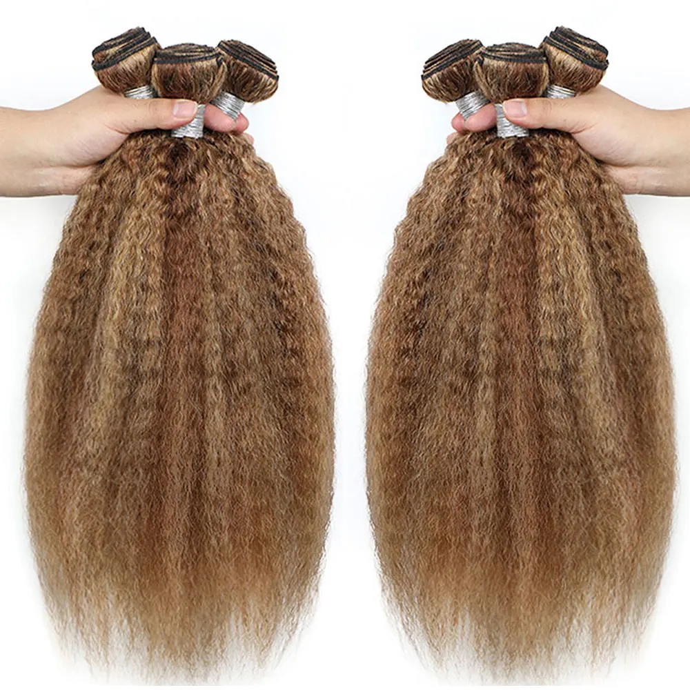 Highlight Kinky Straight Bundles Brazilian P4/27 Ombre Brown