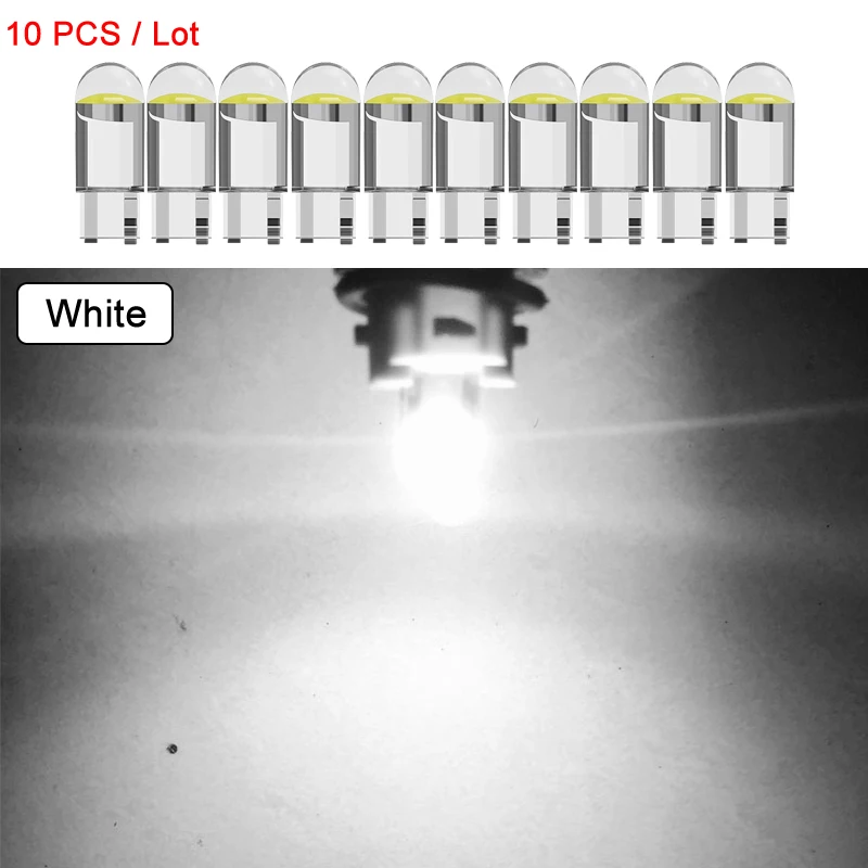 Ampoule LED de Signalisation de Voiture, COB T10 W5W 5W5 12V 7500K, Blanc,  NikAuto, avant, Lecture, Porte, Cartes, Coffre, Planner, Plaque, Lampes, 10  Pièces - AliExpress