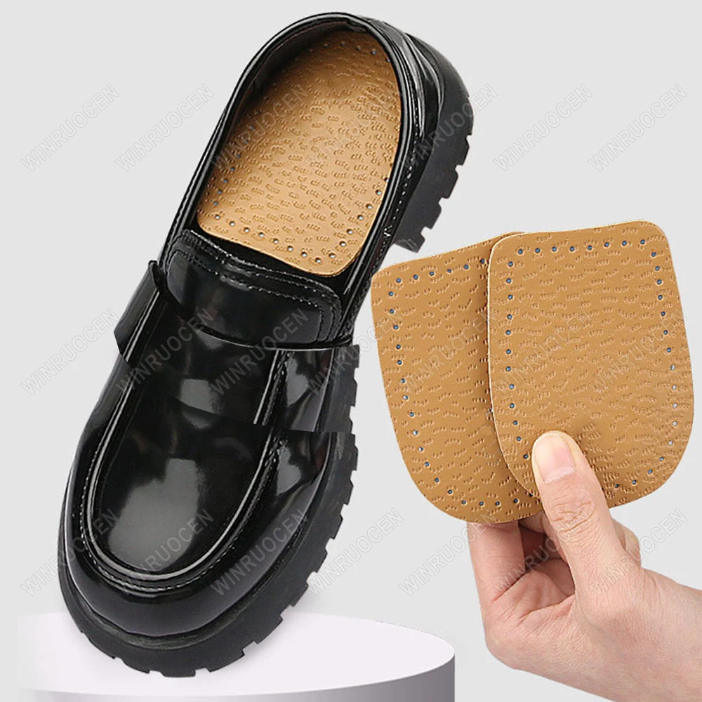 Latex-Leder-Fersen-Einlegesohlen, verdickt, stoßdämpfend, weiches Kissen, Fersenunterstützung, Schmerzlinderung, halbe Größe, für Männer und Frauen, High Heels – Detail 6