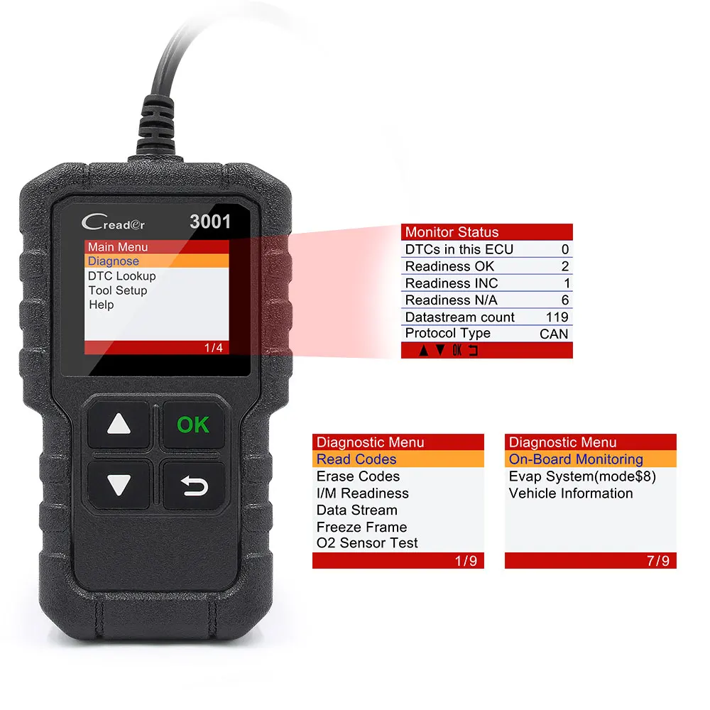 Launch X431 CR3001 Support Full OBDII/EOBD Function Creader 3001 Diagnostic Tool Multilingual Code Reader Scanner PK CR319 OM123