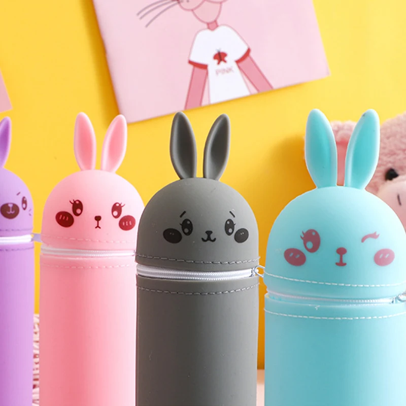 Kawaii Federmäppchen Mit Bär & Hase – Großes Stiftetui In Rosa, 22,5x6x10 Cm, Für Schule & Reisen