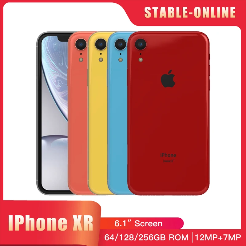Apple iPhone XR Original 6.1" Retina IPS LCD RAM 3GB ROM 64GB/128GB/256GB A12 Bionic 4G LTE Hexa Core IOS Face ID NFC