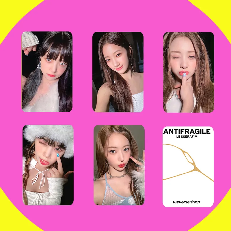 

5pcs KPOP LE SSERAFIM Antifragile Busan Lucky Card 2.0 Offline Photo Card Double-Sided LOMO Cards Sakura ChaeWon Fans Collection