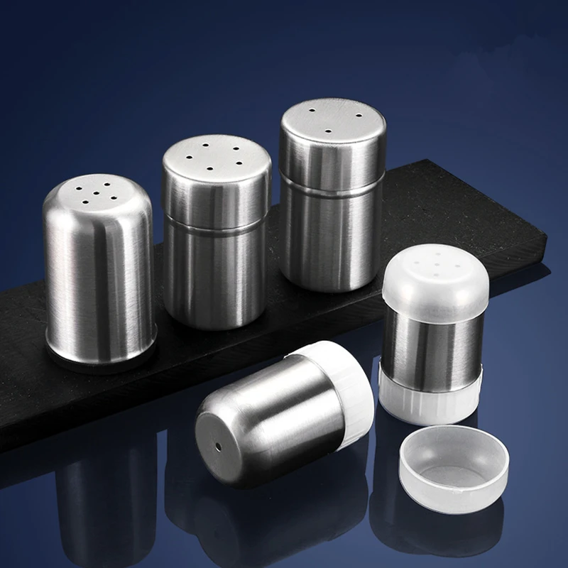 Stainless Steel 5-hole Salt Shaker Portable Mini seasoning Bottle Dust Cover Small Pepper Bottle Condiment Jar Kitchen Tool