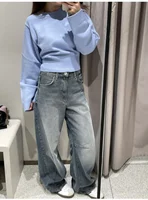 Loose sleeve round neck knitted sweater 2025 new product ladies ultra-wide ribbed hem long sleeve short cardigan - Image 4