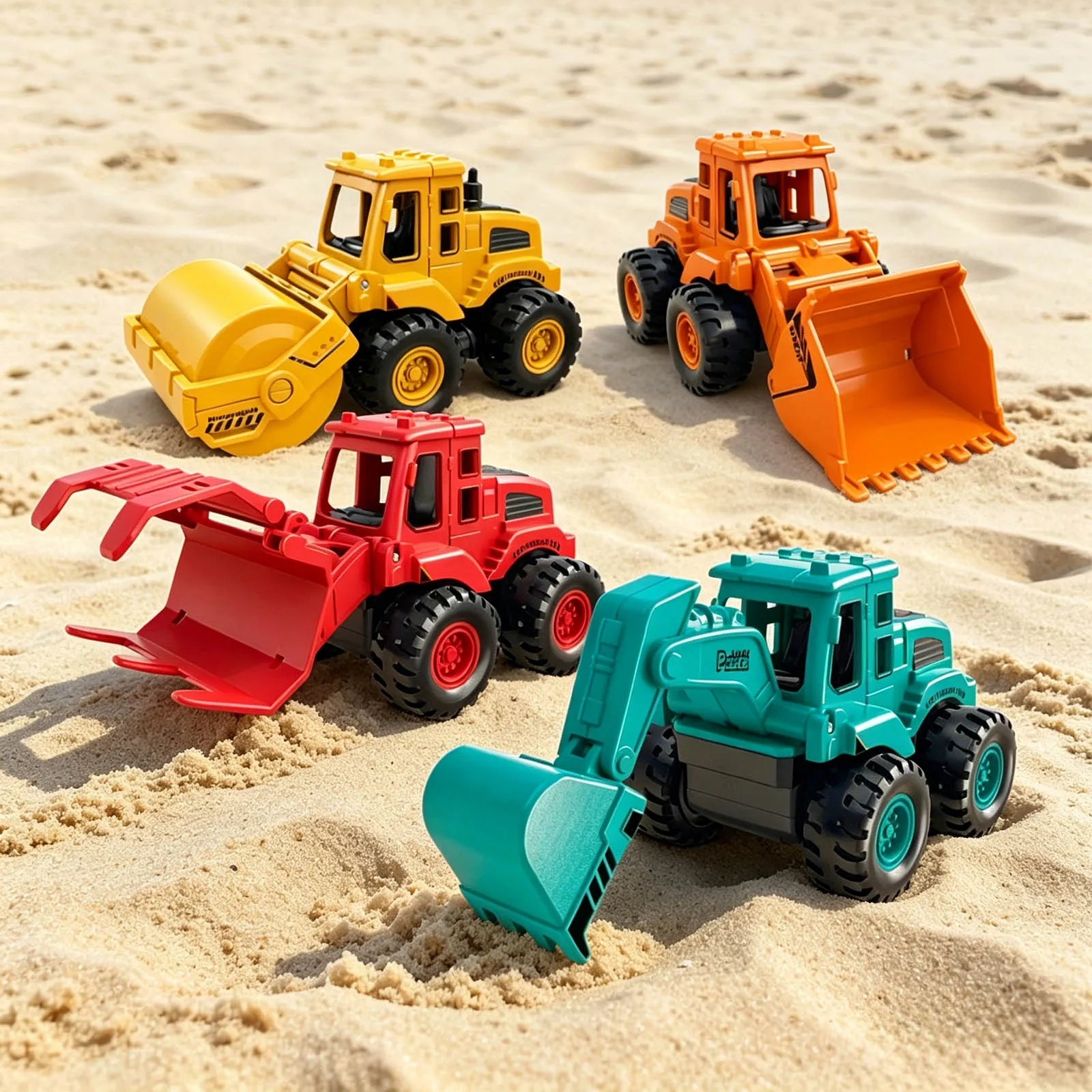 Kids Beach Bag 4 Piece Sandpit Set With Toy Wheel & Dump Truck Plastic Sand Shovels And Buckets_voghion.com