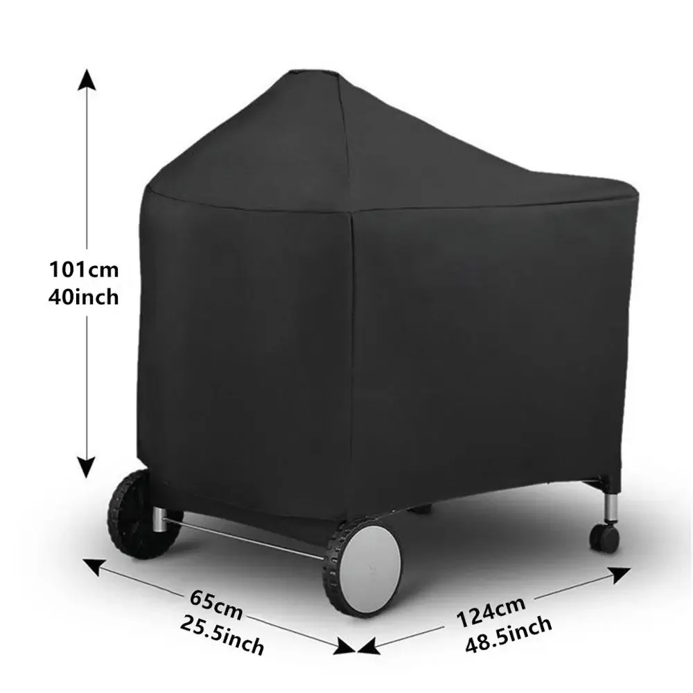Outdoor Waterproof BBQ Grill Protective Cover Weber 7152 Barbecue Cover Round Grill Charcoal Barbeque 124x65x101cm