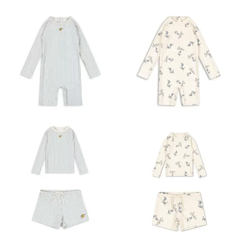 Baby Swimwear Boys Swimwears Striped Lemon Long Sleeved Swimsuit Seahorse Boy Beach Shorts kids Vacation Sunscreen Swimsuits kids swimsuits boys swim shorts