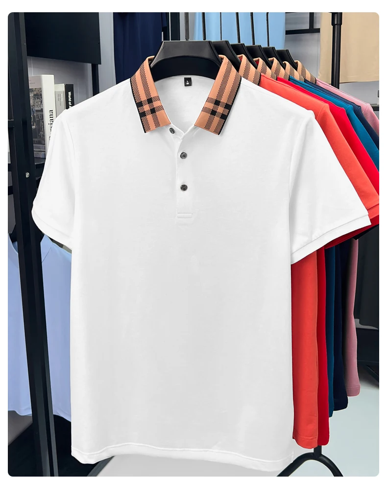 High quality striped lapel short sleeve T-shirt men's summer comfort fashion trend loose casual new breathable luxury polo shirt 31 Sda8466dd534e4cdc8b8d4ef94237527a9