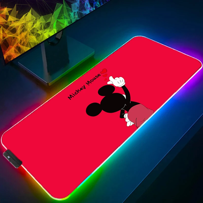 Disney Mickey Minnie Mouse Led Light Desk Mat Computer Mousepad