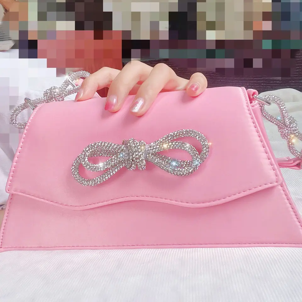 Borsa A Tracolla Da Sera Elegante Con Fiocco E Manico In Perle – Pochette Donna Per Matrimonio E Festa – Stile Francese