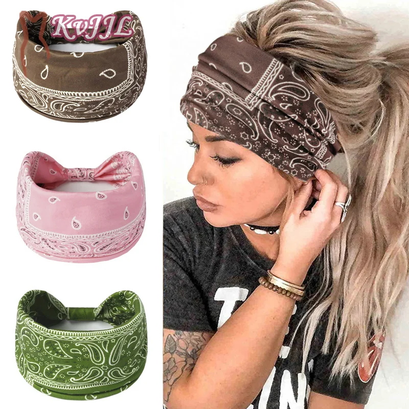 

Fashion Boho Knot Turbans Yoga Elastic Head Wrap Women Headband Wide Hairbands Headwear Floral Bandanas Hair Band Accessor