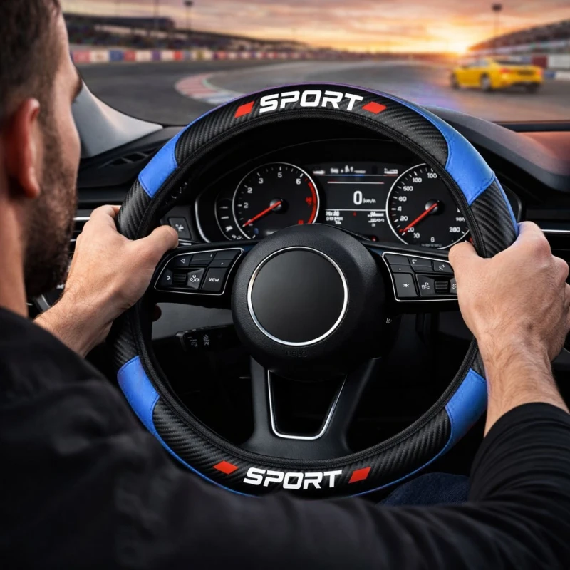 Carbon Sport Breathable Non-Slip Steering Wheel Cover - Soft Grip Protector