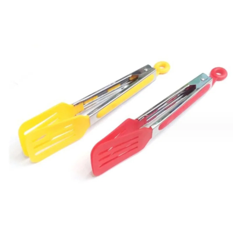 Food Tongs Silicone BBQ Grilling Kitchen Cooking Salad Bread Serving Non-Stick Barbecue Clip Clamp Stainless Steel Tools Gadgets