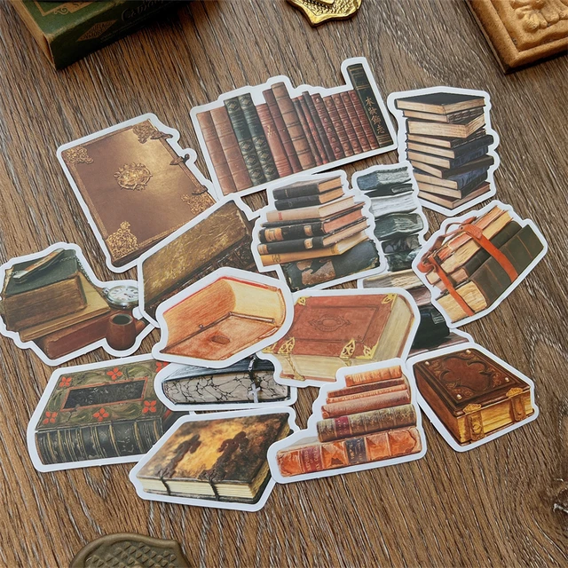 15pcs Vintage Book Stickers Junk Journal Decorative Waterproof