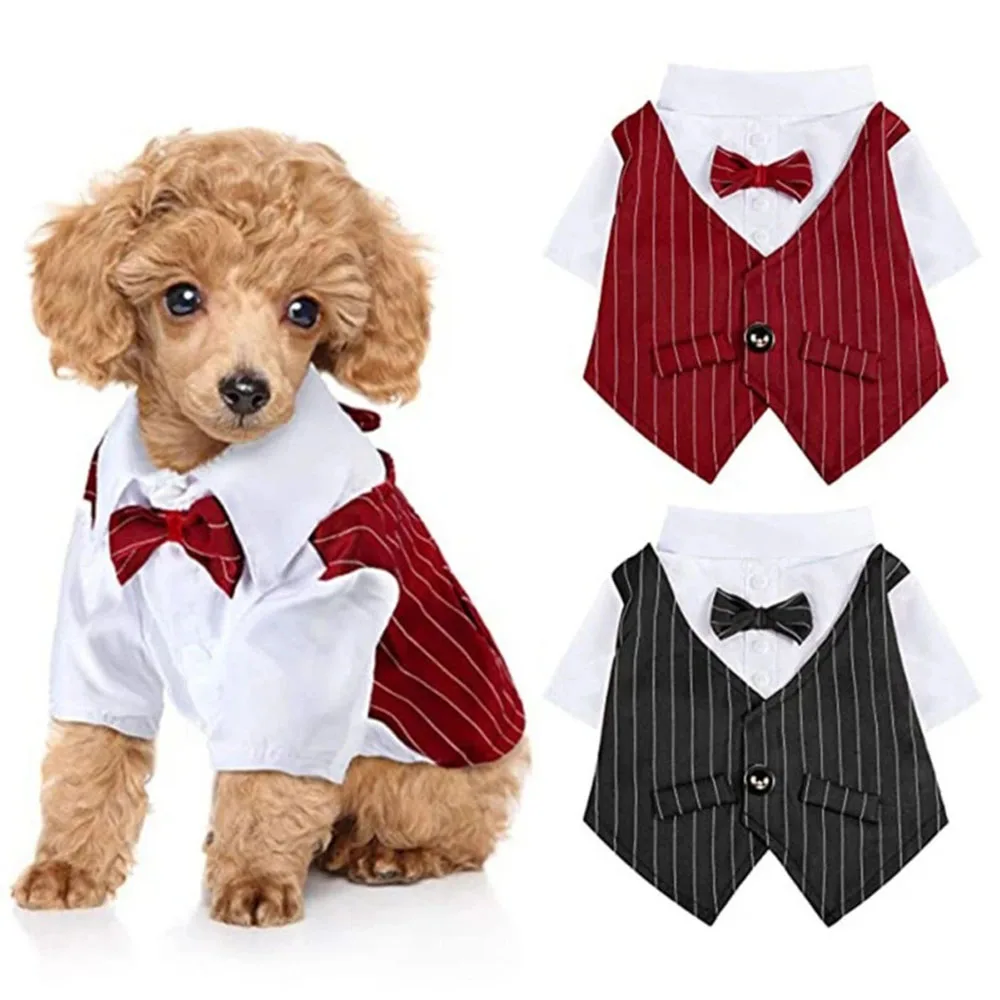 Dog-Shirt-Pet-Tuxedo-Clothes-Suit-Bow-Tie-Costume-Dog-Formal-Apparel