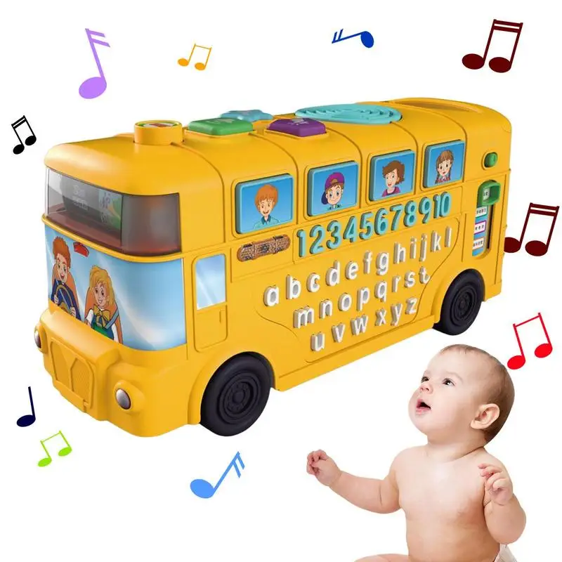 

School Bus Toy Musical Play Bus With Lights Teaching Aids Montessori Early Education Toys For Preschool Girls Boys Learn Numbers