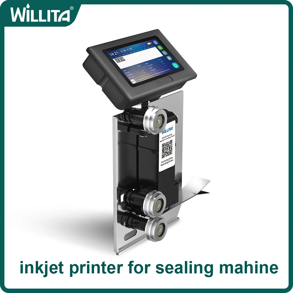 

Willita Coding Inkjet Printer Head for Sealing Machine Expiry Date Barcode QR Code Vacuum Heat Sealer Plastic Bag Food Printing