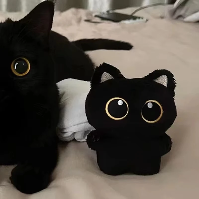 10cm Cute Black Cat Plush Toy Doll Small Pendant Cuddly Pillow Cushion Ins Black Cat Plush Toy Doll for Boy Girl Brithday Gifts