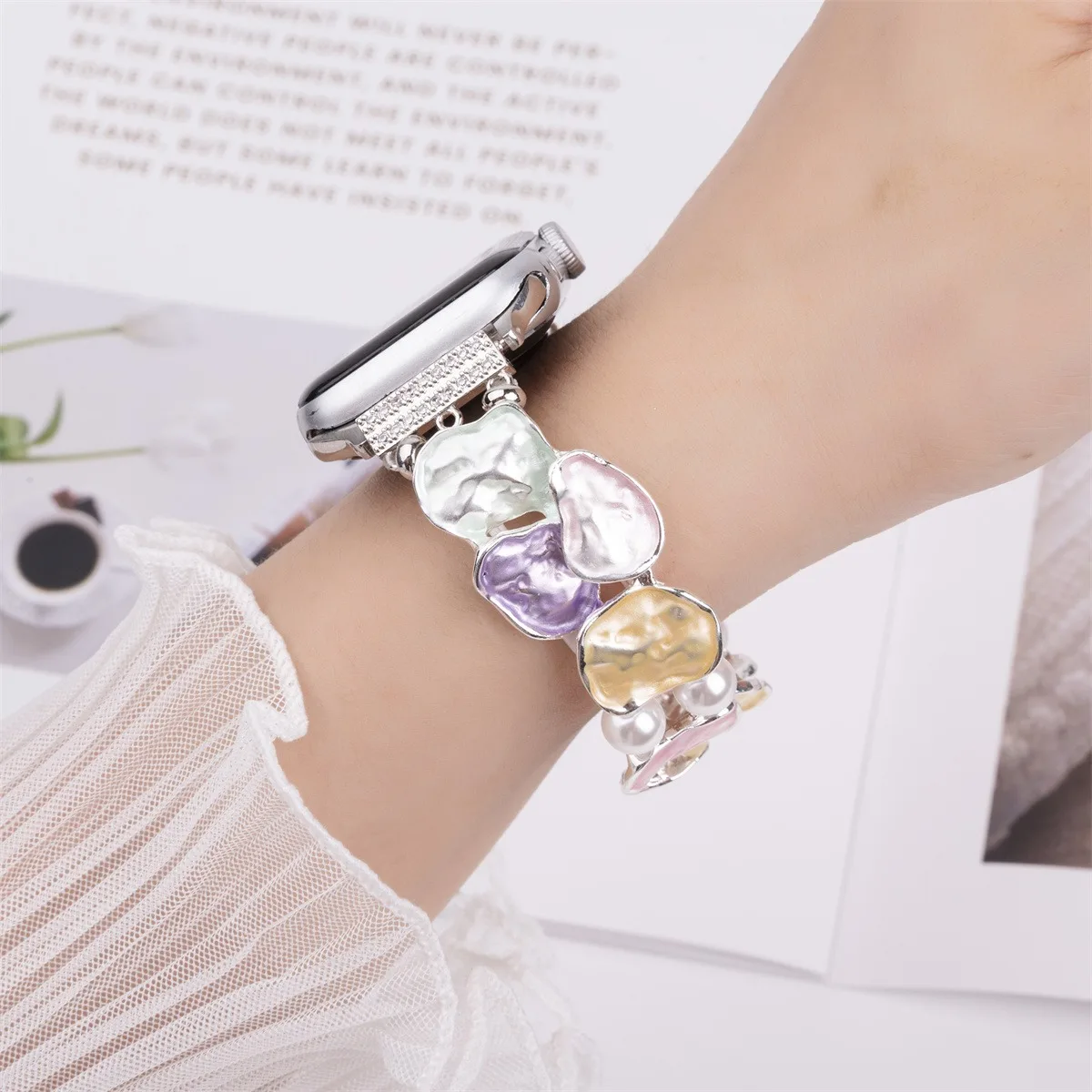 Bracelet de montre à bijoux pour iWatch Ultra 2 Series 10/9/8/7/6/5 Bracelet de montre tendance 42/44/45/46/49 mm 38/40/41 mm_voghion.com