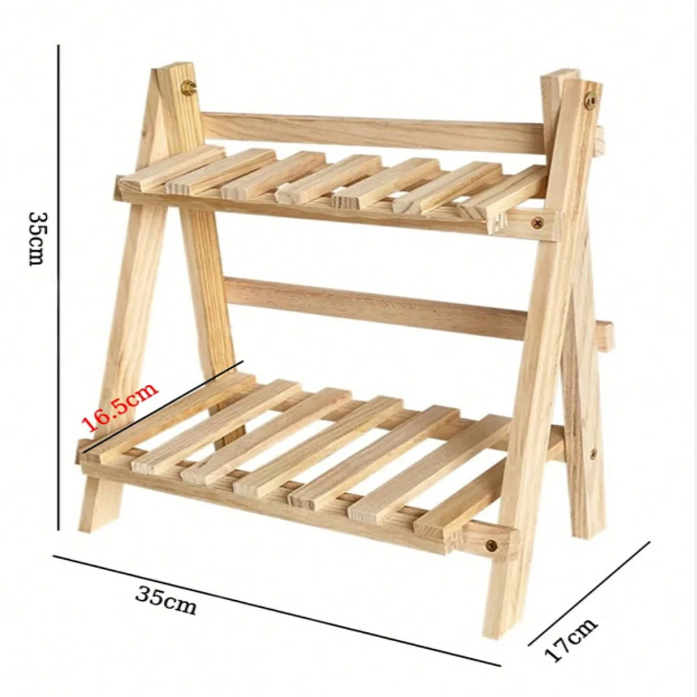 Wooden Storage Shelf 2-Tiers Desktop Organizer Shelf Office Trapezoidal Desk Display Rack Desktop Stationary Office Storage Rack