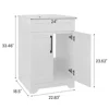24" White Bathroom Vanity Cabinet Ceramic Sink Combo Double Door Storage Matte Black Faucet Freestanding Modern Style Oversize 2