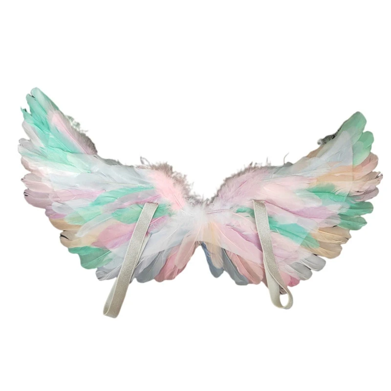 

B2EB Angel Wings Dress Up Prop Flexible Feather Fairy Wing w/ Elastic Strap for Masquerade Carnival Halloween Cosplay Costume